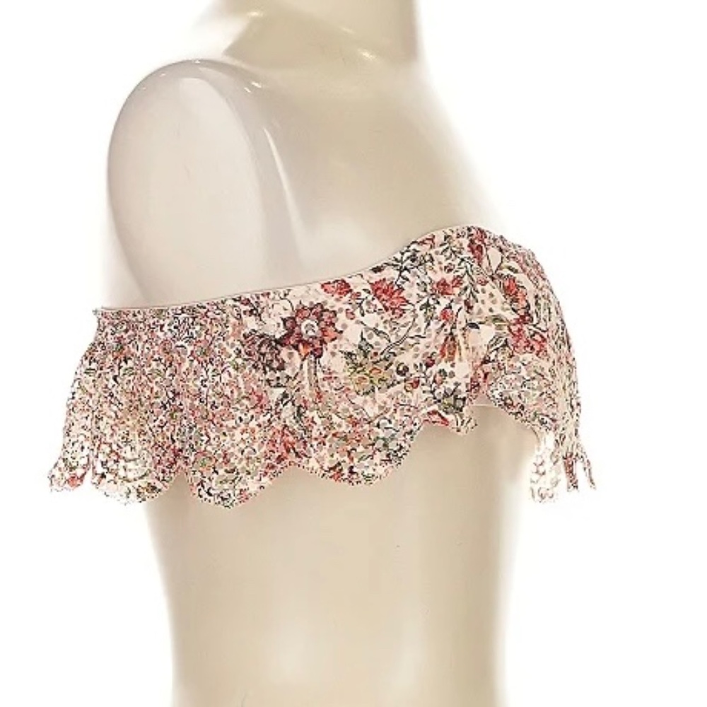 Victoria’s Secret Ivory Floral Scalloped Edge Tube Top Size Small - Picture 3 of 10